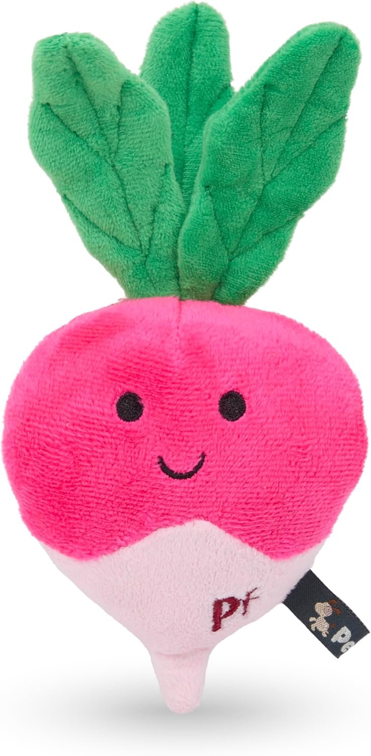 Petface Reuben Radish Plush Dog Toy with Crinkle Leaves (Pack of 1) | Built-In Squeaker, Durable Plush Toy, for Fetch, Play & Snuggling, Safe Materials