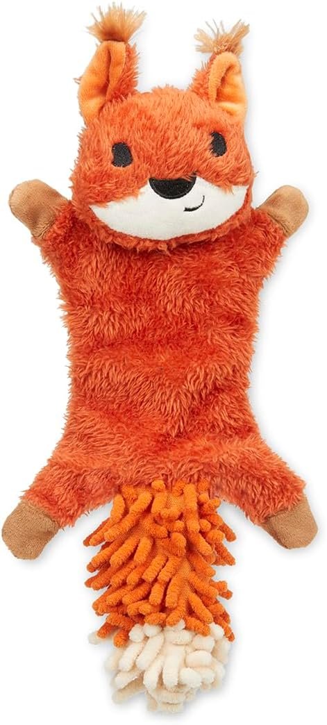 Petface Saffia Squirrel Crinkle Plush Dog Toy with Squeaker (Pack of 1) | Durable Plush Material, Different Textures, Encourages Interactive Play