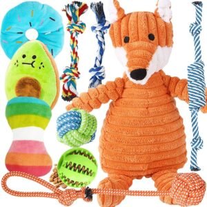 Speedy Panther 10 Pack Luxury Dog Toys for Teething Small Dogs, Puppy Chew Toys Set with Plush Squeaky Dog Toy, Ball Toy and Rope Toys, Xmas Gift for Small...