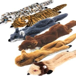 Newthinking No Stuffing Dog Toys, 6 Pack Squeaky Dog Toys Indestructible | Unstuffed, No Choking Risk, Soft Plush Material, Built-in Speaker, Small Medium...