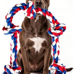 Speedy Panther Indestructible Dog Rope Toys for Large Aggressive Chewers, Tough Dog Chew Toy, 90cm 5 Knots Tug of War Toys for Teeth Cleaning