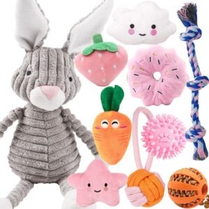 Speedy Panther 10Pcs Dog Toys for Small Dogs, Squeaky Plush Dog Toys Set, Puppy Teething Toys Rope Ball, Indestructible Dog Chew Toys for Boredom, Dog Toys...