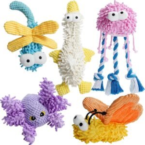 Nocciola Squeaky Dog Toys for Stress Relief & Dental Care | Dog Toys Durable for Small Dogs with Mop Texture, Tug-of-war, Interactive Gift for All Breeds