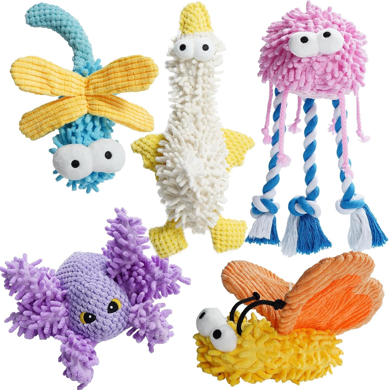 Nocciola Squeaky Dog Toys for Stress Relief & Dental Care | Dog Toys Durable for Small Dogs with Mop Texture, Tug-of-war, Interactive Gift for All Breeds