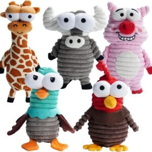 Nocciola 5 Pcs Squeaky Dog Toys With Funny Strange Sounds | Durable Stuffed Crinkle Plush Dog Toys to Keep Them Busy, Puppy Toys for Small Medium Large Dogs...