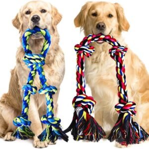 Speedy Panther 2 Pack Dog Rope Toys for Large Medium Dogs, Durable Chew Toys for Aggressive Chewers, Safe & Non-Toxic Tough Rope Tug Toy for Teeth Cleaning