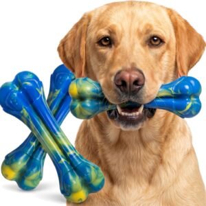 Almost Indestructible Dog Toys for Large Dogs – Tough Nylon, Pack of 3 | Dog Toys Indestructible for Large Breeds, Flavoured Dog Bones, Ideal as a Dog...