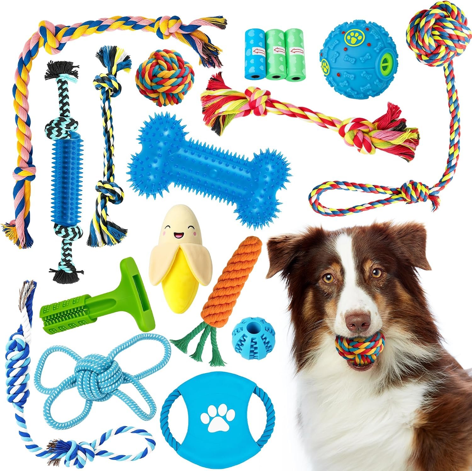ZENO Dog Toys 18 Pack | Puppy Toys | Rope Chew Toys for Dogs | Puppy Chew Toys | Strong Rope, Ball & Tug for Teething & Training | Teething Toys |...