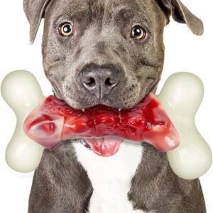 2TRUL Dog Toys for Aggressive Chewers, Indestructible Dog Toys for Large Dogs, Real Bacon Flavored, Dog Bones for Medium/Large Breed Dogs, Dog Chew Toys to...