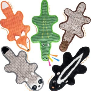 Ousiya 5 Pack Squeaky Dog Toys With Crinkle Paper, No Stuffing Dog Toy for Large Dogs, Safe Pet Toy for Small to Large Breed, Ideal for Puppy Gifts &...