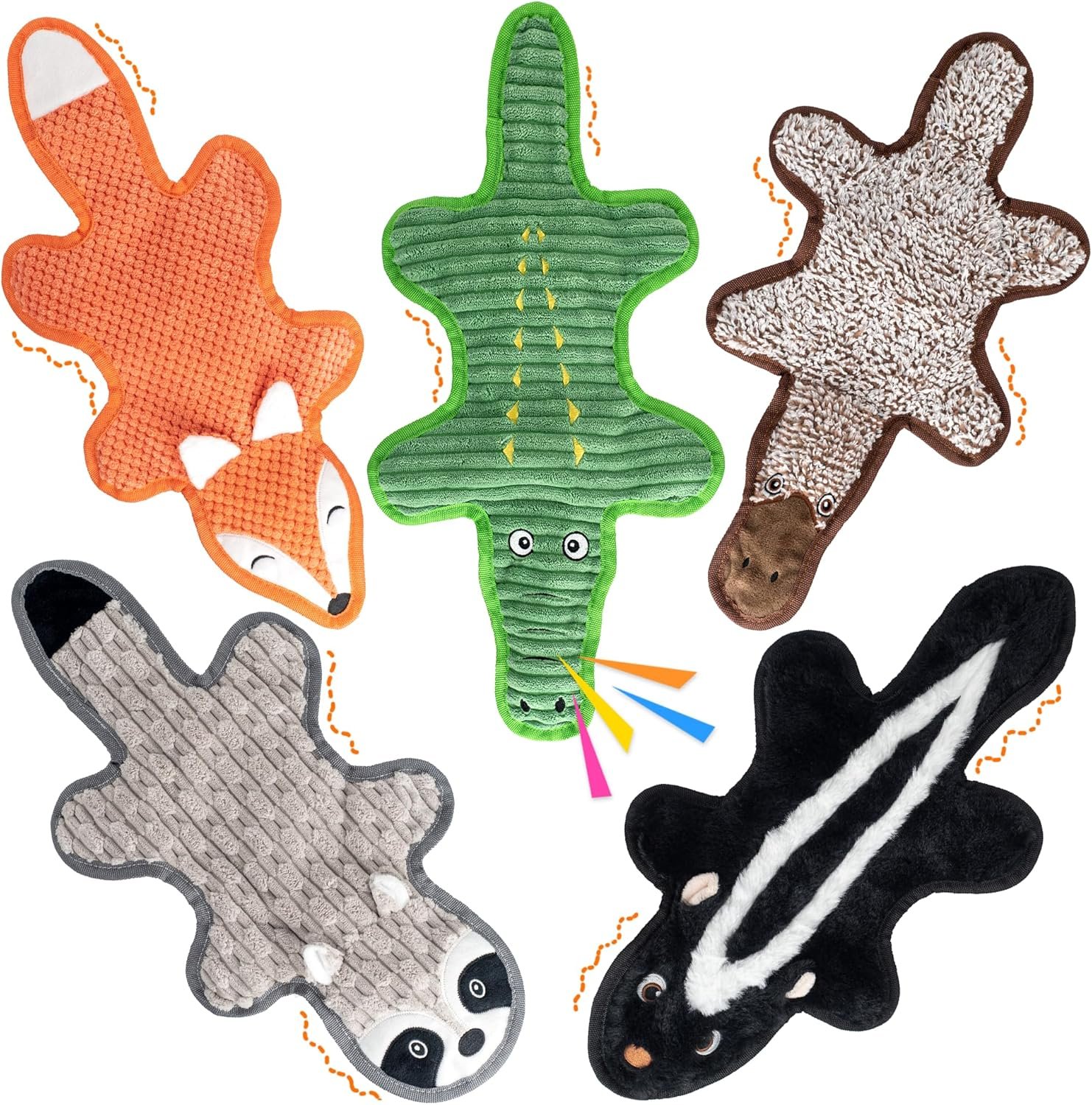 Ousiya 5 Pack Squeaky Dog Toys With Crinkle Paper, No Stuffing Dog Toy for Large Dogs, Safe Pet Toy for Small to Large Breed, Ideal for Puppy Gifts &...