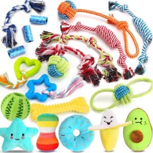 Leipple 20 Pack Luxury Dog Chew Toys, Small Dog Toys with Ropes(B-Style) | Cute Ropes Chew Toys, Interactive Dog Toys and Squeaky Puppy Toys for Small Dogs