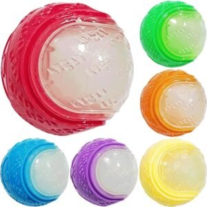 [Ultimate Durability] 6 Pack Indestructible Dog Toys, Squeaky Chew Balls for Aggressive Chewers & Puppy Teething, Glow-in-Dark Training Balls for...