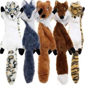 Newthinking No Stuffing Dog Toys, 5 Pack Squeaky Dog Toys Indestructible | Unstuffed, No Choking Risk, Soft Plush Material, Built-in Speaker, Small Medium...