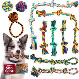 ZENO Dog Toys 10 Pack | Indestructible Dog Toys | Rope Chew Toys for Dogs | Strong Rope, Ball & Tug for Teething | Puppy Teething Toys | 100% Natural...