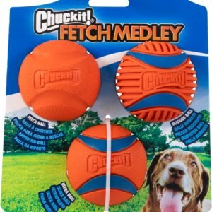 Chuckit! Fetch Medley 3 Assorted Dog Balls, Medium, 6.5 cm (3-Pack) | Contains a Variety of Balls: Fetch, Ultra & Rugged, Durable, Easy to Clean Dog Toy...
