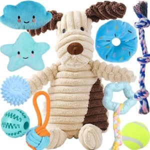 Speedy Panther 10Pcs Dog Chew Toys for Small Dogs, Puppy Teething Ball Toys, Dog Toys for Boredom, Squeaky Plush Dog Toys Set for Small Medium Dogs