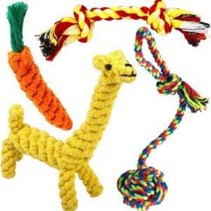 Decyam Dog Toys Rope Puppy Teething Chew Toy for Small Dogs, Interactive Tug of War Dog Rope Toy for Boredom, Dental Health and Relieve Stress (4 pack)