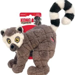 KONG Scampers Wildlife Plush Dog Toy with Low Tone Squeaker (Lemur)