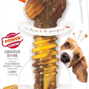 Nylabone Extreme Tough Dog Chew Toy Bone, Durable, Cleans Teeth, Beef & Cheese, Medium, for Dogs Up to 16 kg