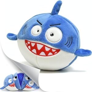 Dog Toy for Aggressive Chewers, Tough Squeaky Chew Ball, Large Breeds Gift | Super Strong, Durable Soft Plush Shark, No Stuffing Inside; Interactive for...
