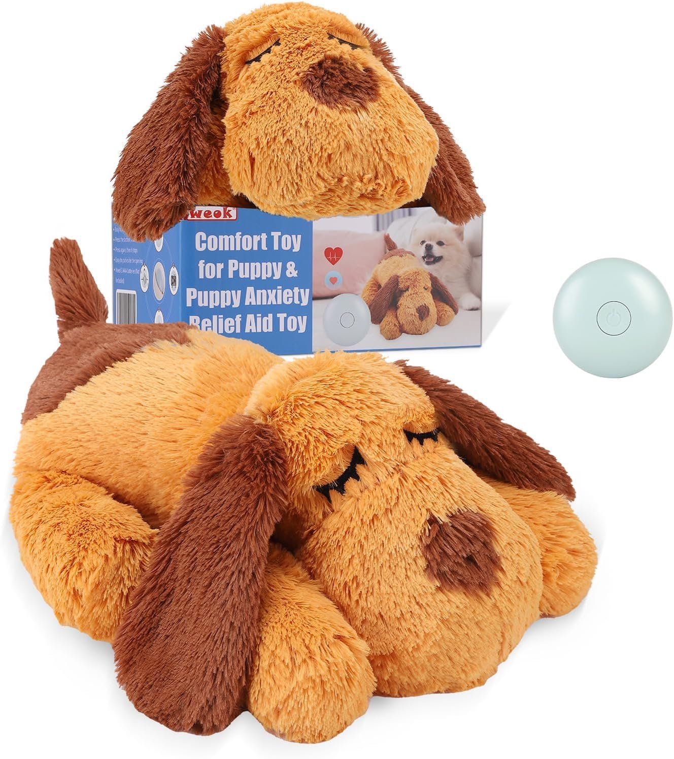 WEOK Puppy Heartbeat Toy- Dog Heartbeat Toy for Separation Anxiety Relief, Puppy Heartbeat Stuffed Animal Anxiety Calming Behavioral Aid Plush Toy for Dogs...