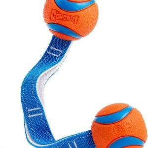Chuckit! Ultra Tug Duo Dog Toy, Medium, 6.5cm (1-Pack) | Two Durable Rubber Balls on Rope, High Visibility Design, Ergonomic Tug Handles, Engaging...
