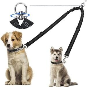 Double Dog lead Coupler 360?Swivel Tangle Free for Walking Two Dogs