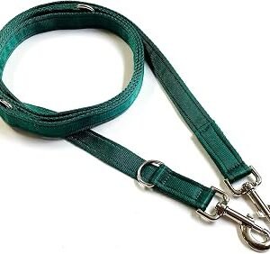 Police Style Dog Training Leads Double Ended Leash Obedience Control Recall Multi-Functional 20mm Cushion Webbing (Forest Green, 11ft (3.3 Metres))