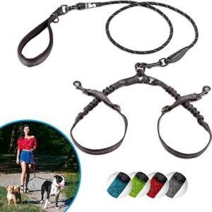 SparklyPets Dog Leash Coupler, 2 Dogs Small, Black