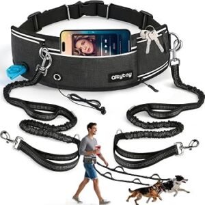 Hands Free Double Dog Lead for 2 Dogs 108kg Heavy Duty Leash with Bum Bag