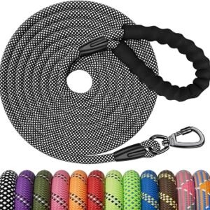 Training Lead for Dogs, 1.5M 1.8M 3M 5M 6M 10M 15M 20M 30M Long Rope Dog Leash with Carabiner Clip and Soft Padded Handle, Reflective Recall Durable Leash for Puppy, Small, Medium, Large Dog